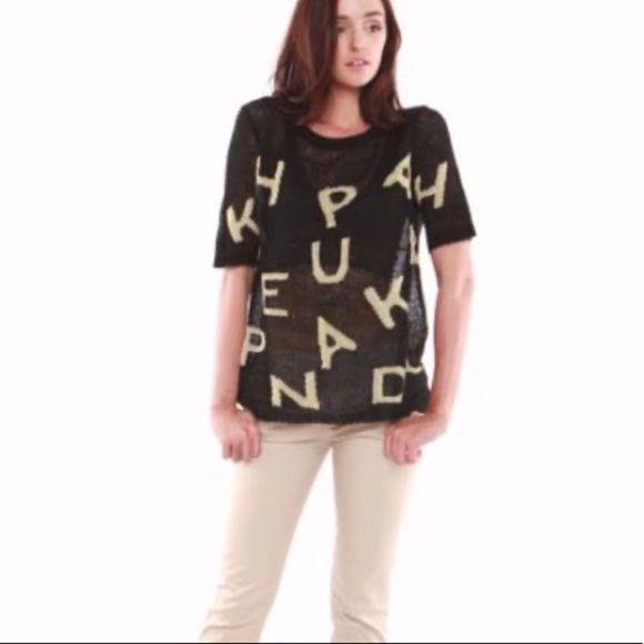 New Hye Park & Lune Designer Academia Bianca Sweater Black Gold Medium - Picture 3 of 8